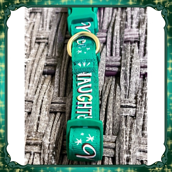 S Petsmart Winter Green Holiday Dog Collar Naughty Nice Gold Cat Christmas SMALL - Picture 6 of 8